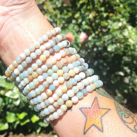 Amazonite Gemstone Beaded Bracelet, 6mm - Picture 2 of 2